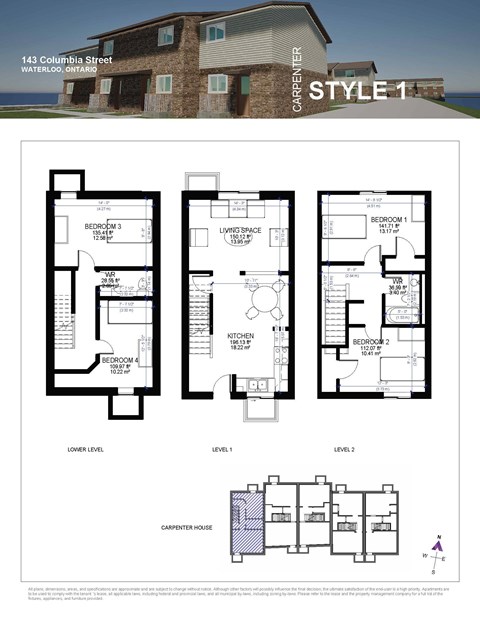 Floor plan for 4 beds, 2 baths, 135 sqft